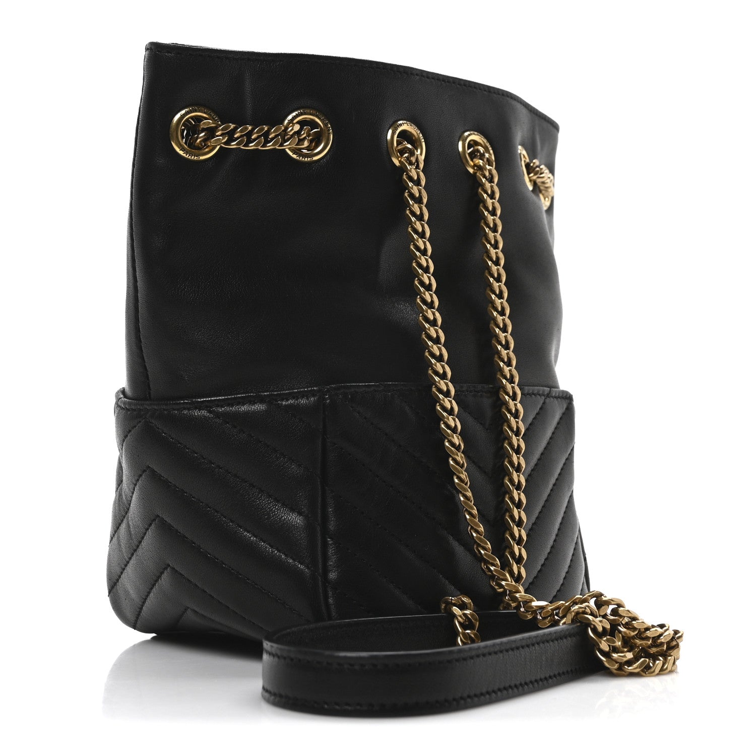 Saint Laurent Lambskin Matelasse Monogram Joe Nano Bucket Bag Black 3 of 10
