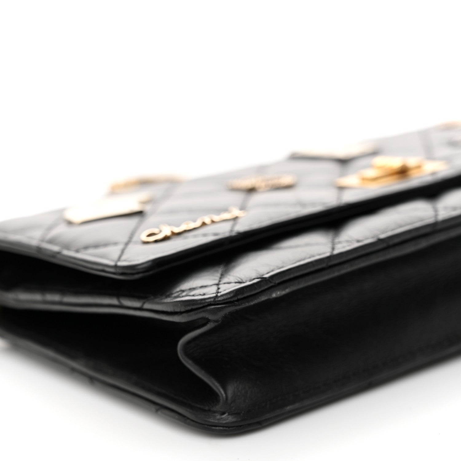 Chanel Aged Calfskin Lucky Charms Casino 2.55 Reissue Wallet on Chain WOC Black 10 of 11