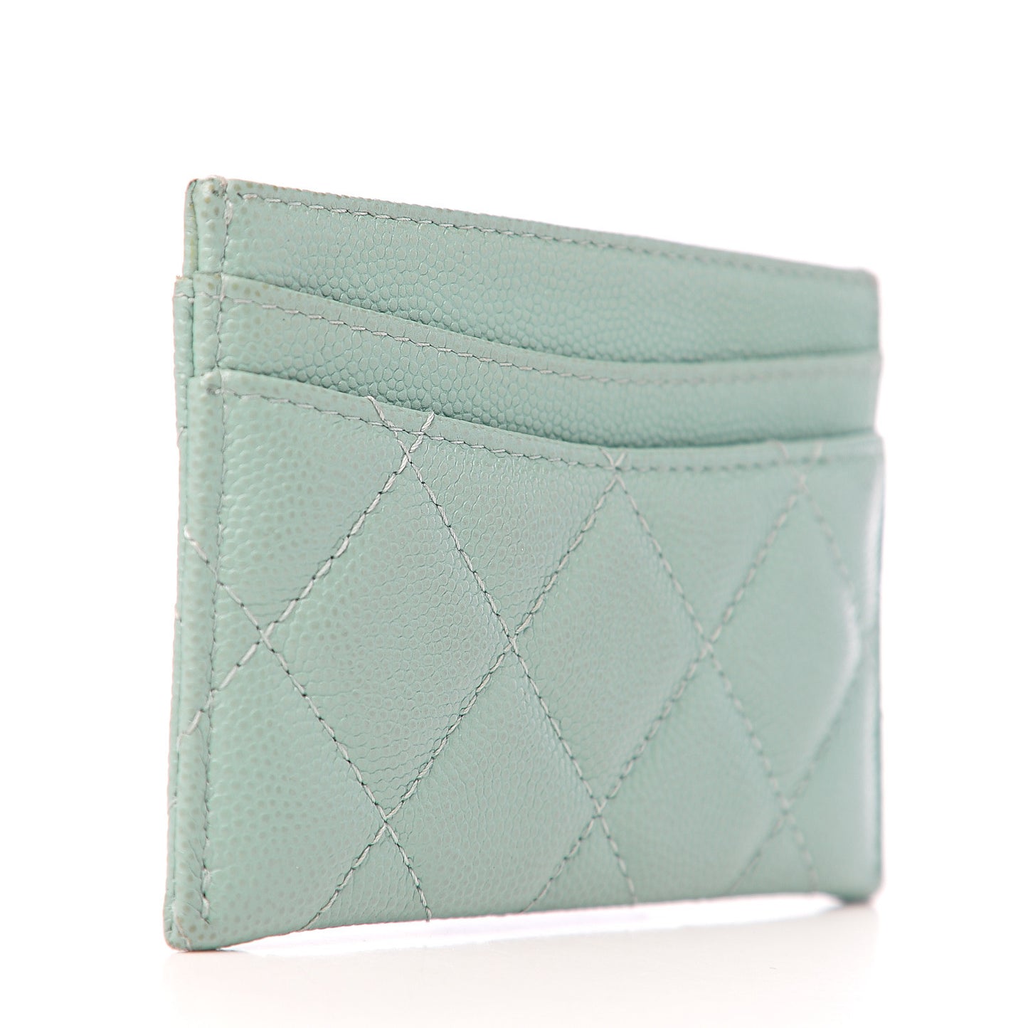 Caviar Quilted Card Holder Light Blue