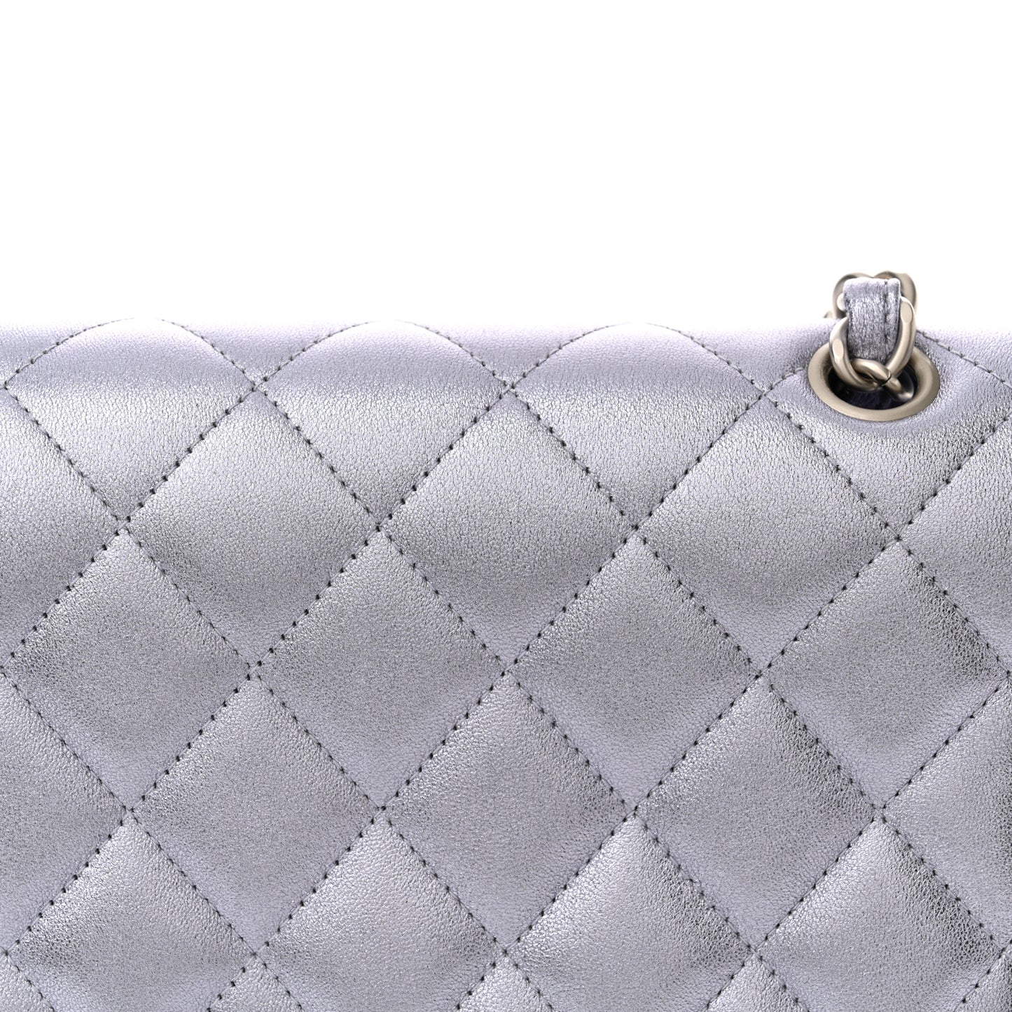Metallic Lambskin Quilted Jumbo Double Flap Light Purple