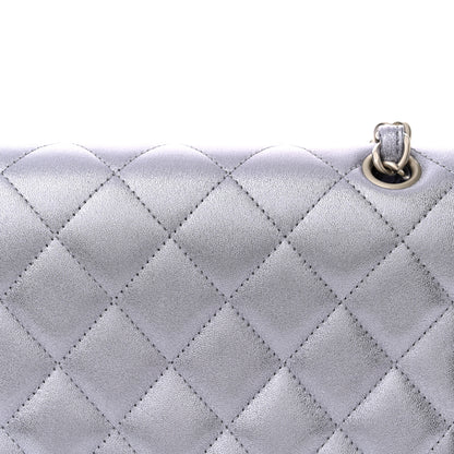 Chanel Metallic Lambskin Quilted Jumbo Double Flap Light Purple 14 of 15