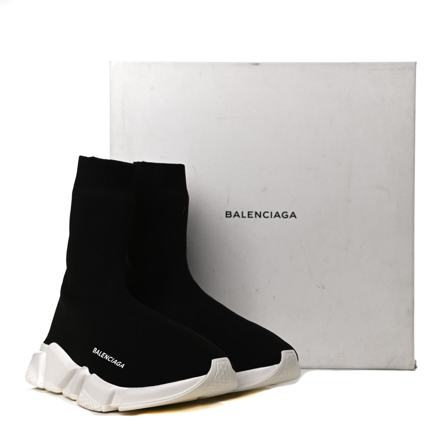 Balenciaga Neoprene Knit Womens Speed Sock Sneakers 39 Black White 10 of 10