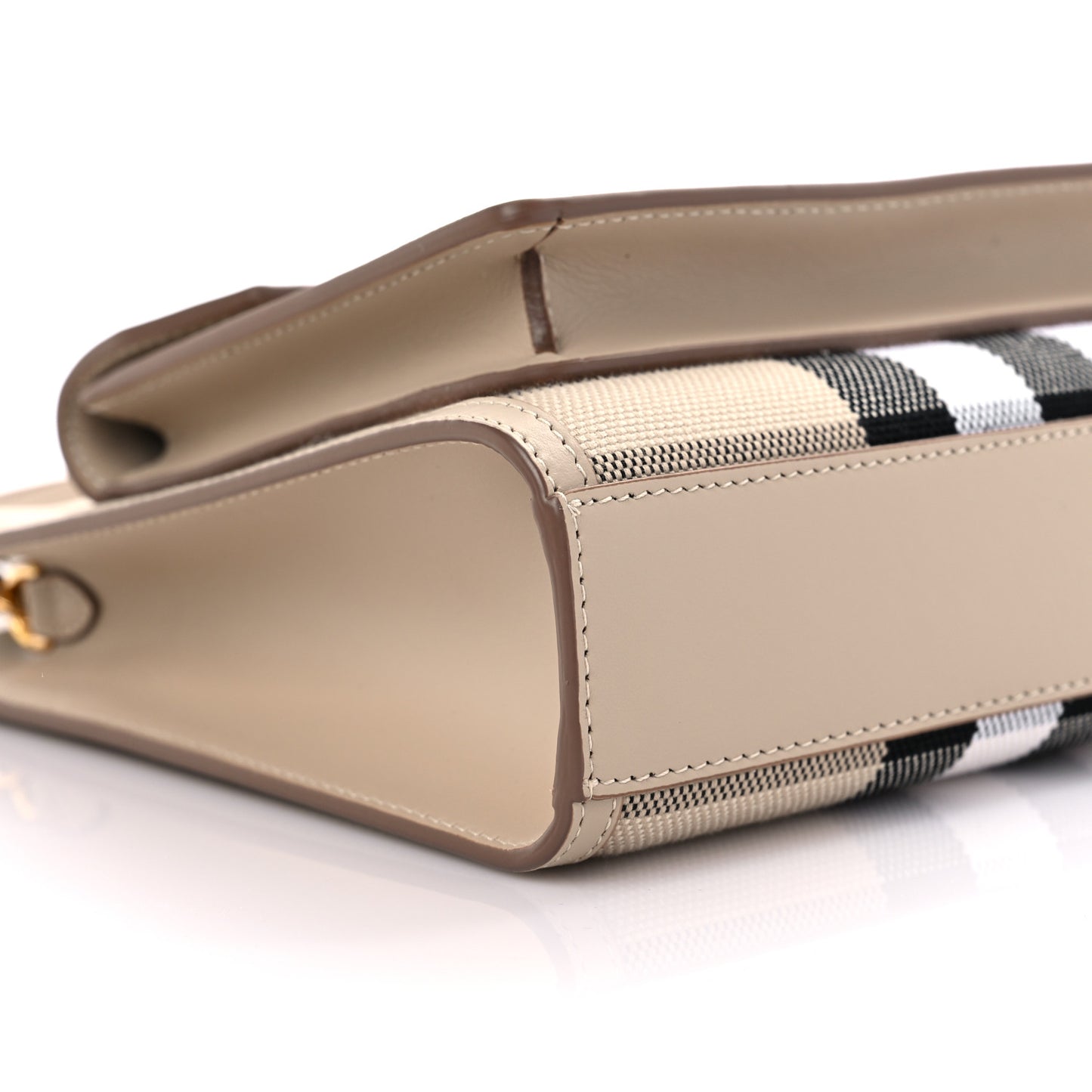Smooth Calfskin Archive Canvas Check Mini Pocket Bag Dusty Sand
