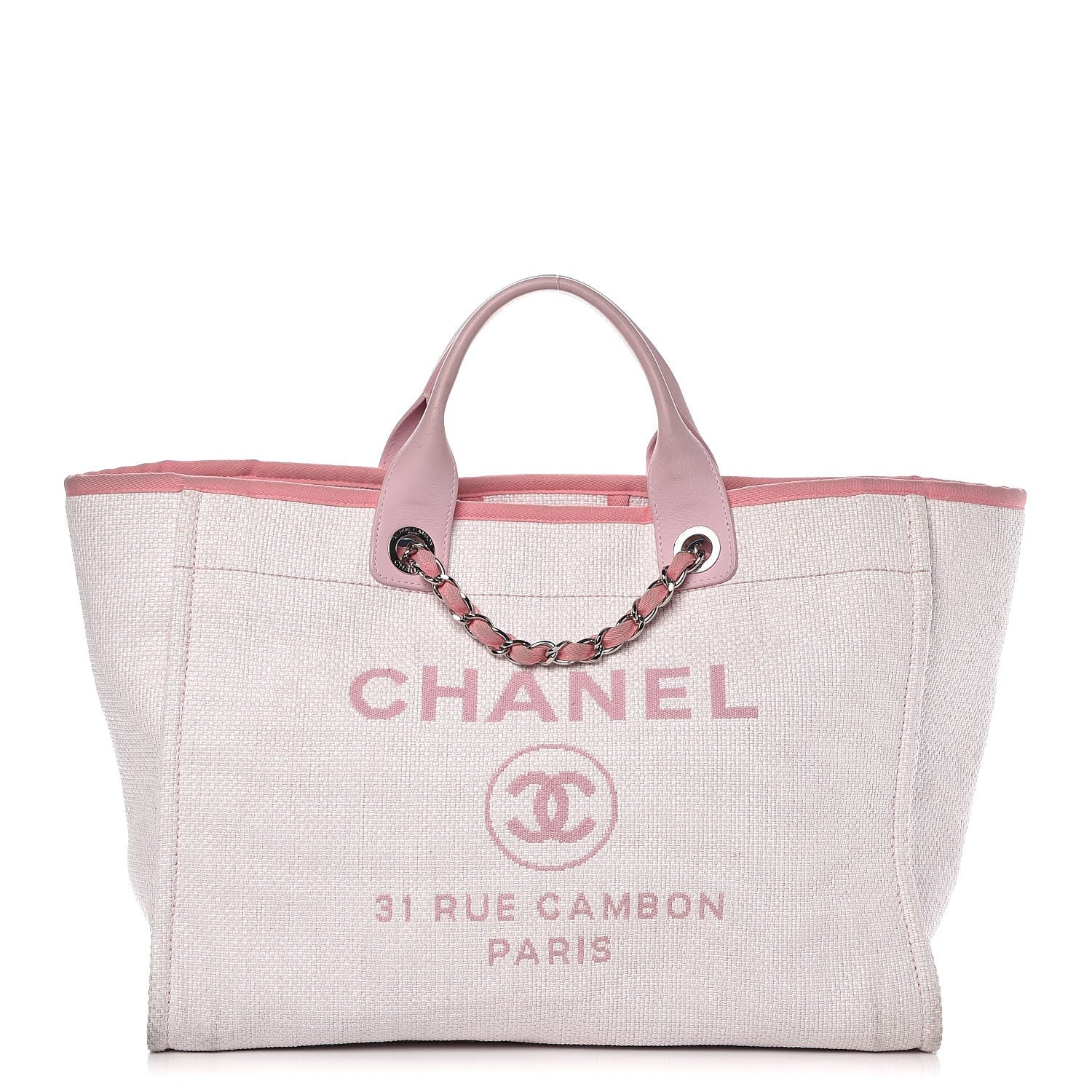 Chanel Woven Straw Raffia Large Deauville Tote Pink 1 of 14