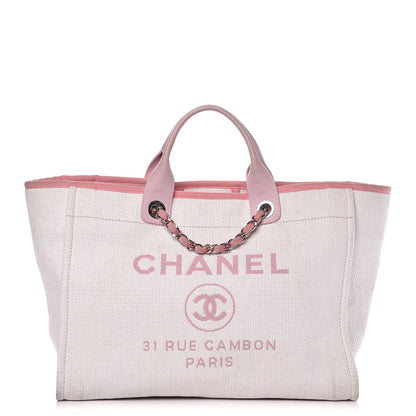 Chanel Woven Straw Raffia Large Deauville Tote Pink 1 of 14