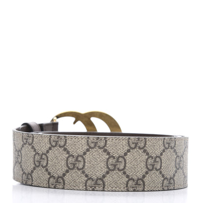Gucci GG Supreme Monogram Matte Plutone Calfskin Double G 40mm Belt 80 32 Beige Ebony New Acero 2 of 5