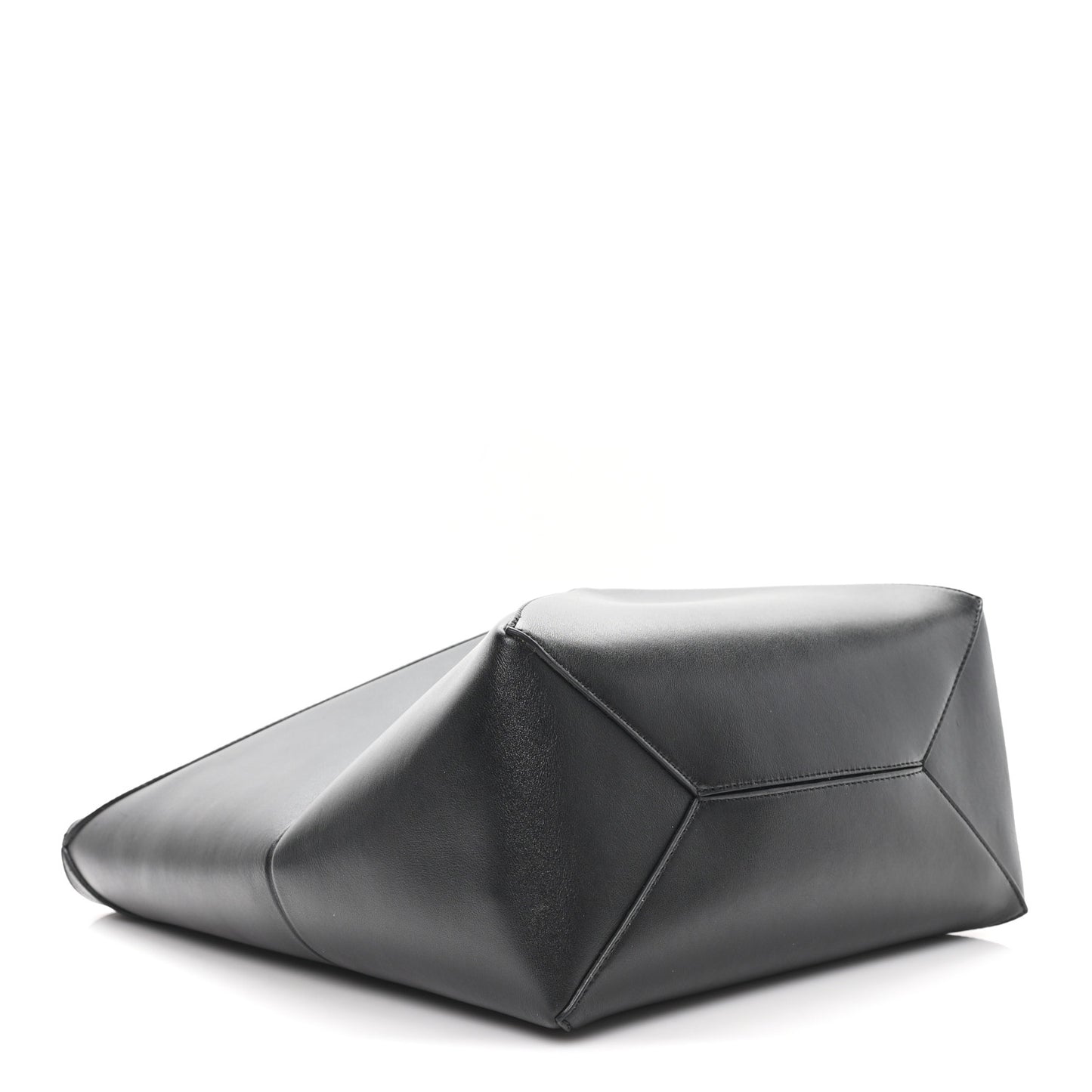 Shiny Calfskin Medium Puzzle Fold Tote Black