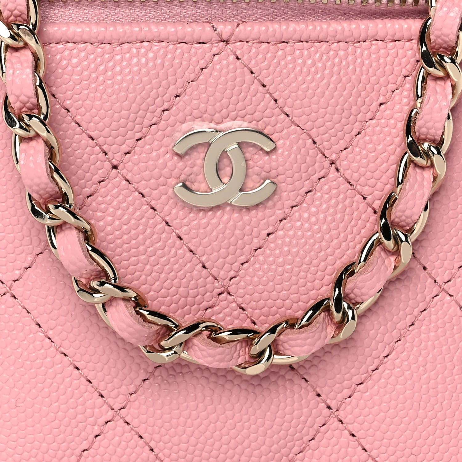Chanel Caviar Quilted Mini Vanity Case With Chain Pink 9 of 9
