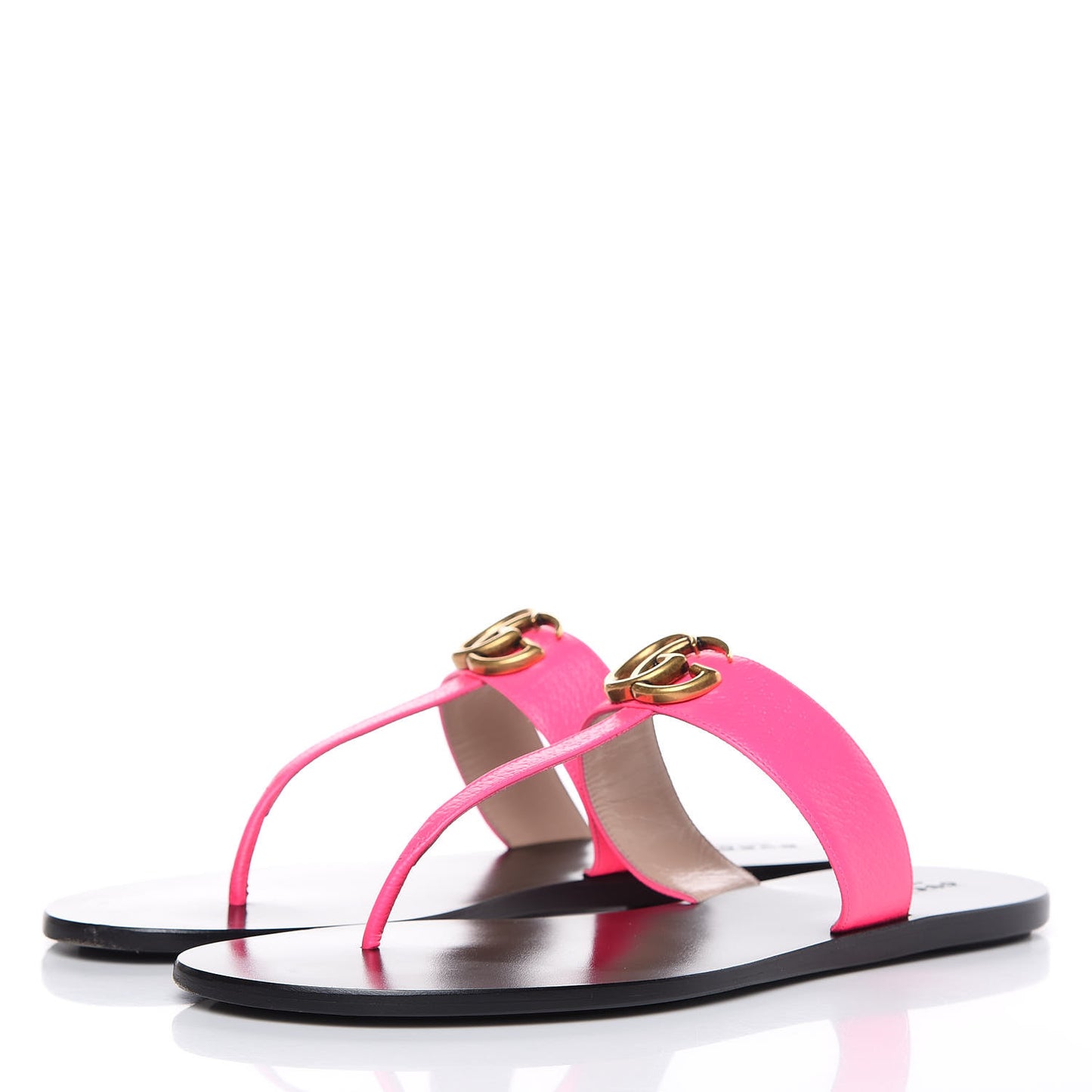 Calfskin GG Marmont Thong Sandals 42 Fuxia Fluo