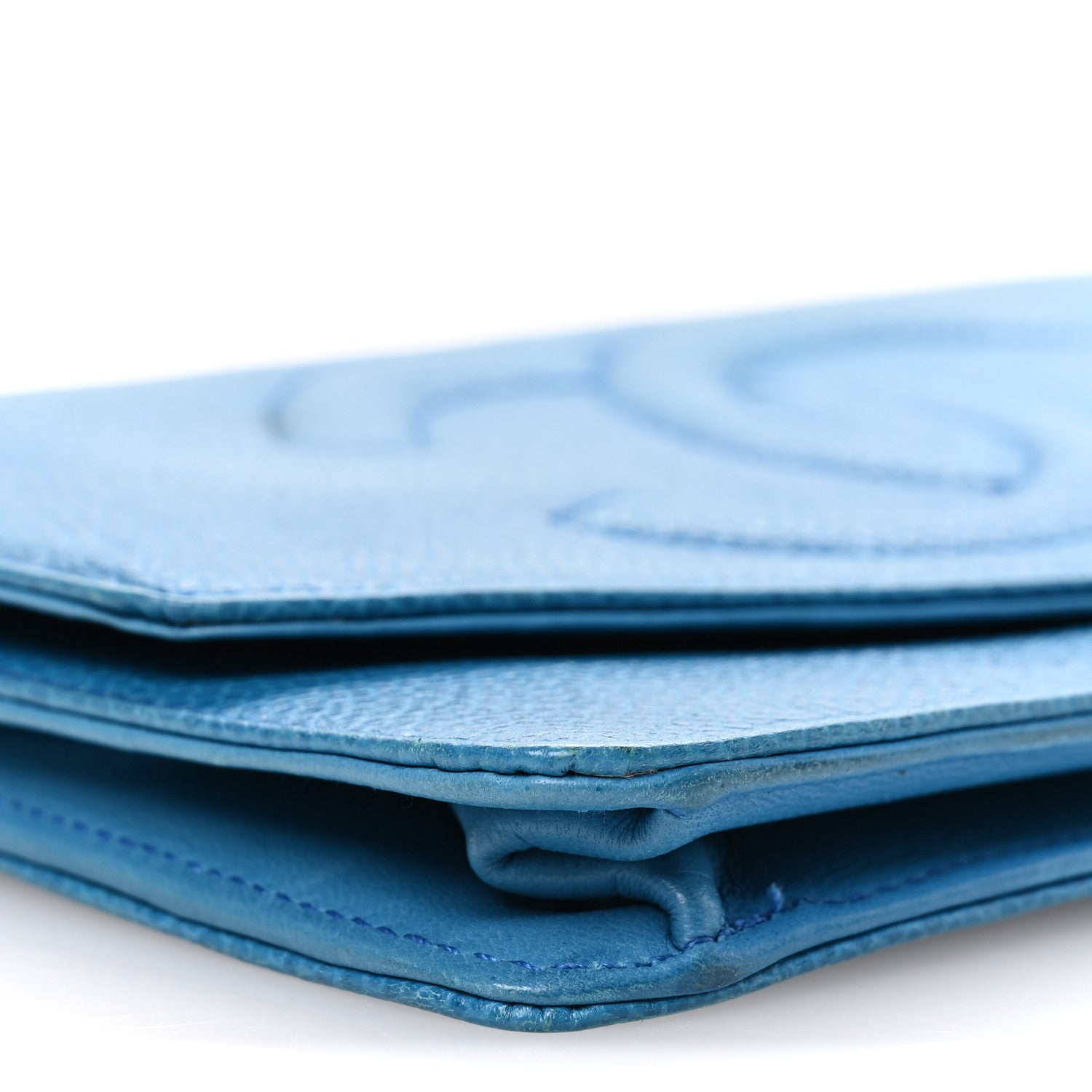 Chanel Caviar Timeless CC Wallet On Chain WOC Blue 10 of 11