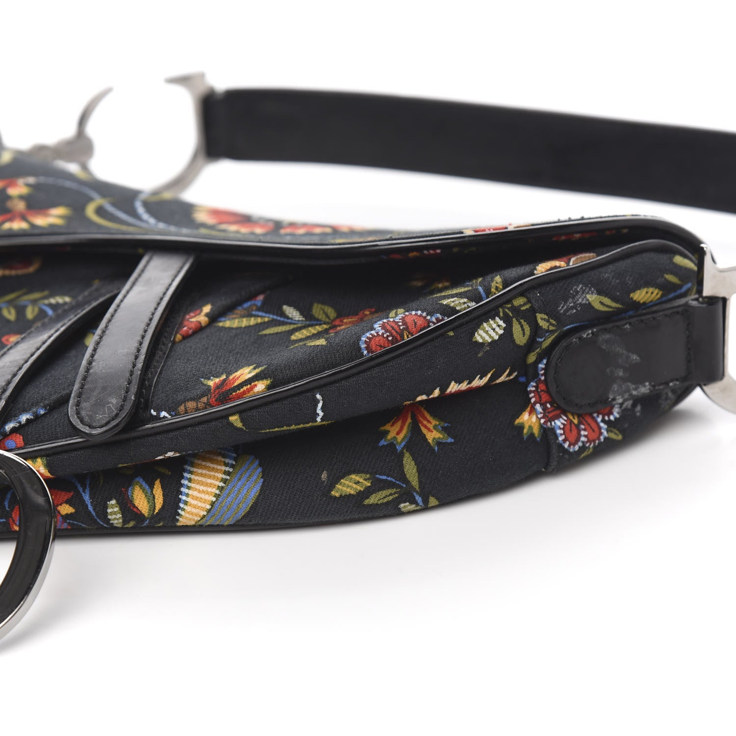 Christian Dior Canvas Floral Saddle Bag Black 8 of 9