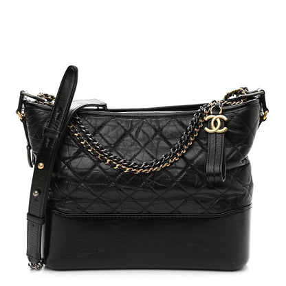 Chanel Aged Calfskin Quilted Medium Gabrielle Hobo Black 1 of 12