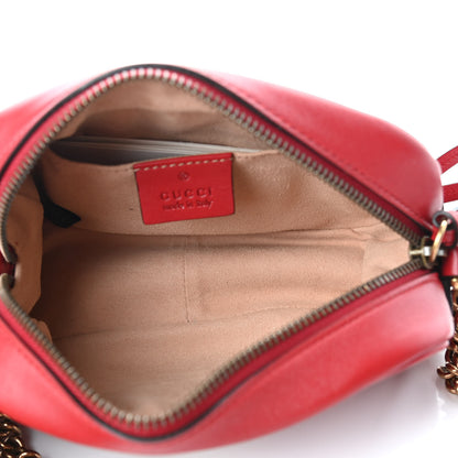 Gucci Calfskin Matelasse Mini GG Marmont Chain Shoulder Bag Hibiscus Red 5 of 10
