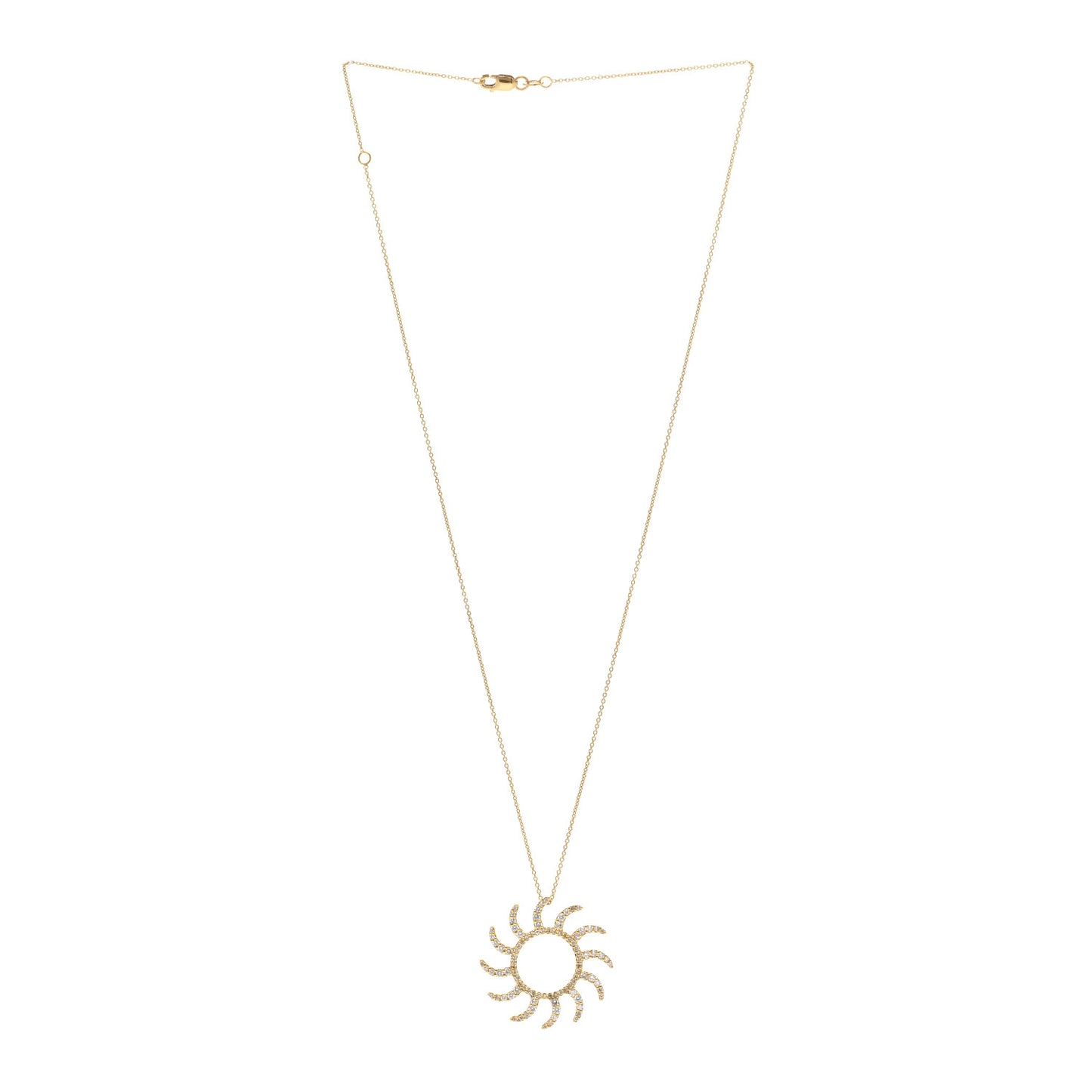 18K Yellow Gold Diamond Sun Pendant Necklace