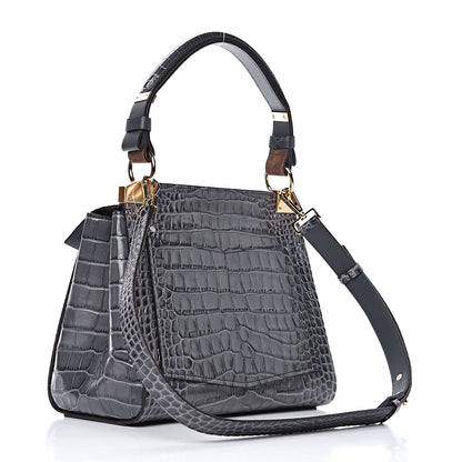 Givenchy Calfskin Crocodile Embossed Small Mystic Shoulder Bag Storm Grey 3 of 9