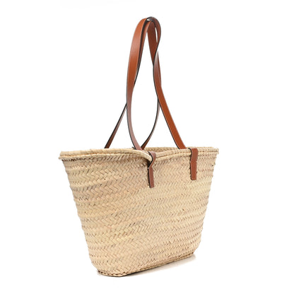 Celine Raffia Calfskin Triomphe Medium Panier Tan 3 of 9