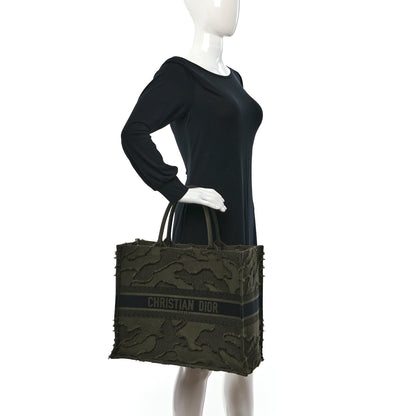 Christian Dior Canvas Embroidered Camouflage Book Tote Green 2 of 10