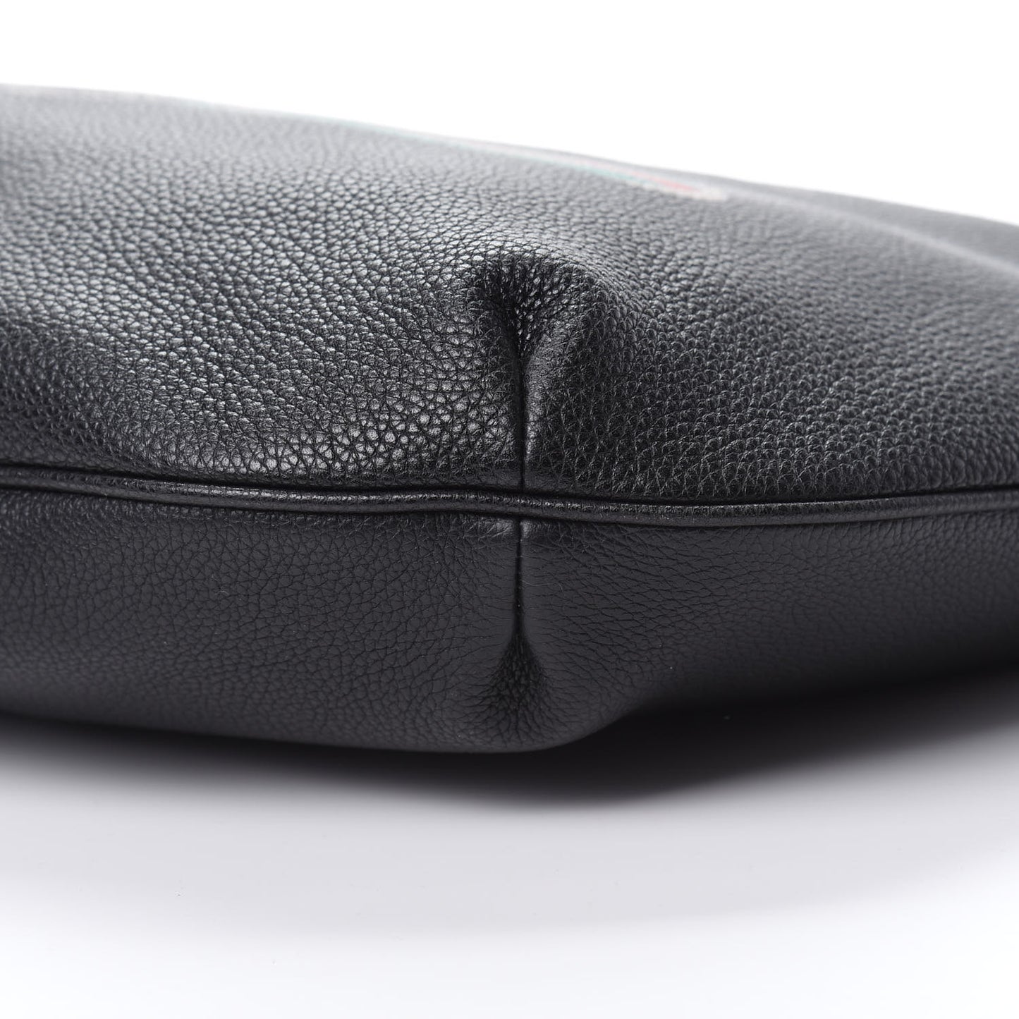 Grained Calfskin Logo Half Moon Hobo Black