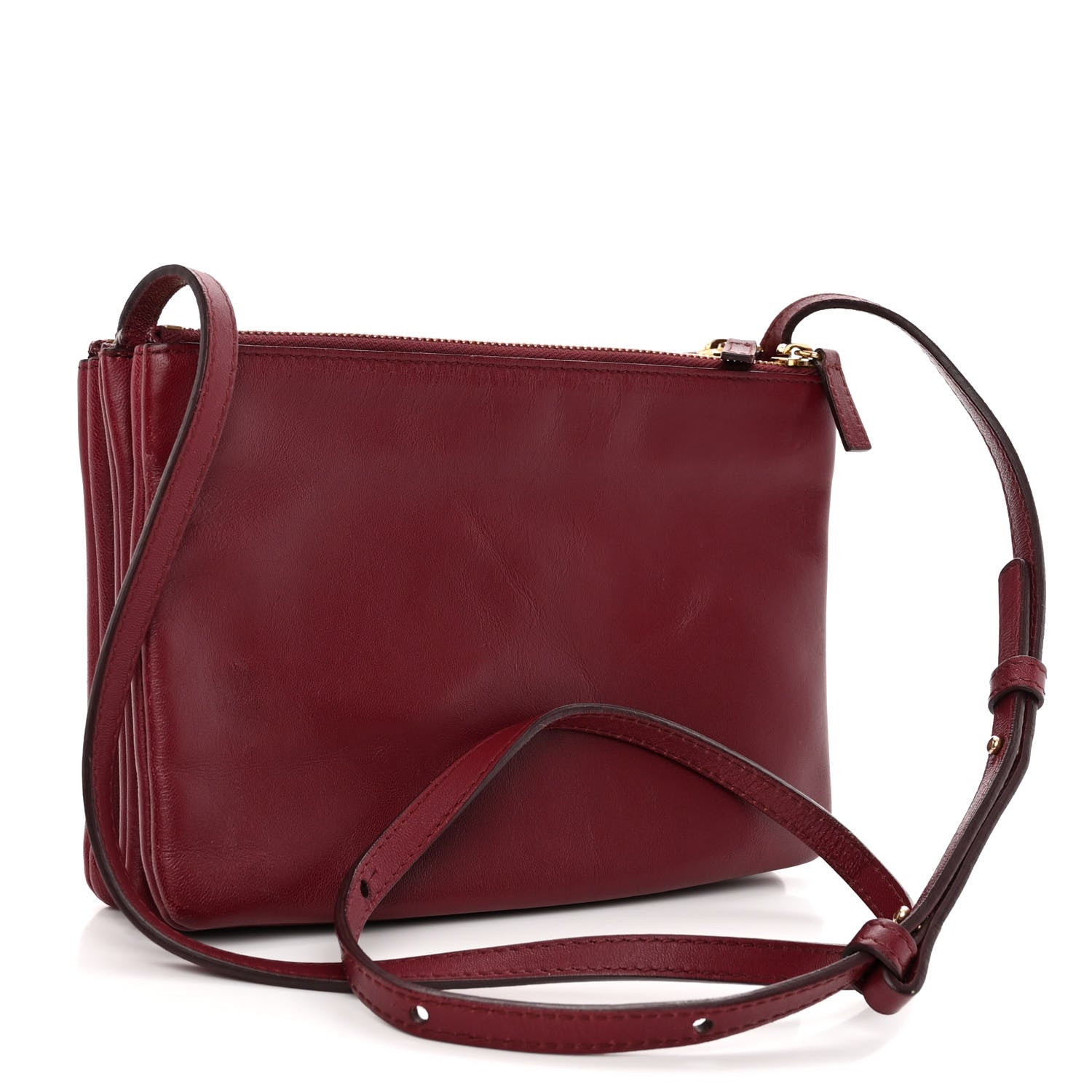 Celine Smooth Lambskin Small Trio Crossbody Bag Burgundy 3 of 12