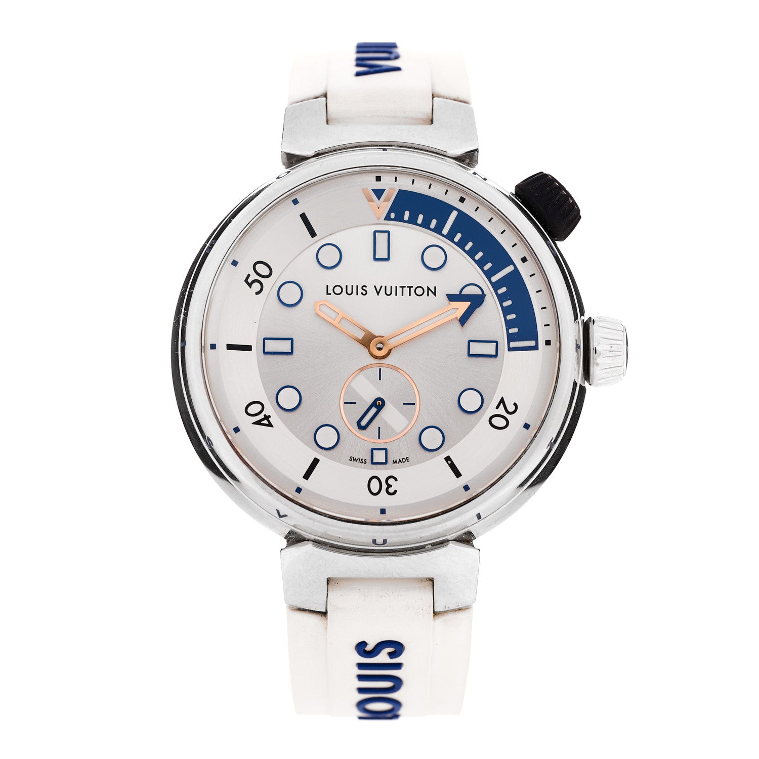 Louis Vuitton Stainless Steel Rubber 40mm Tambour Street Diver Quartz Watch White 1 of 4