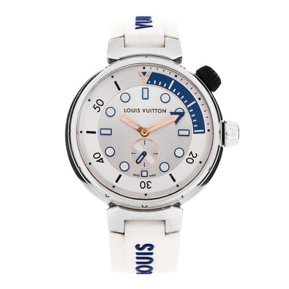 Louis Vuitton Stainless Steel Rubber 40mm Tambour Street Diver Quartz Watch White 1 of 4