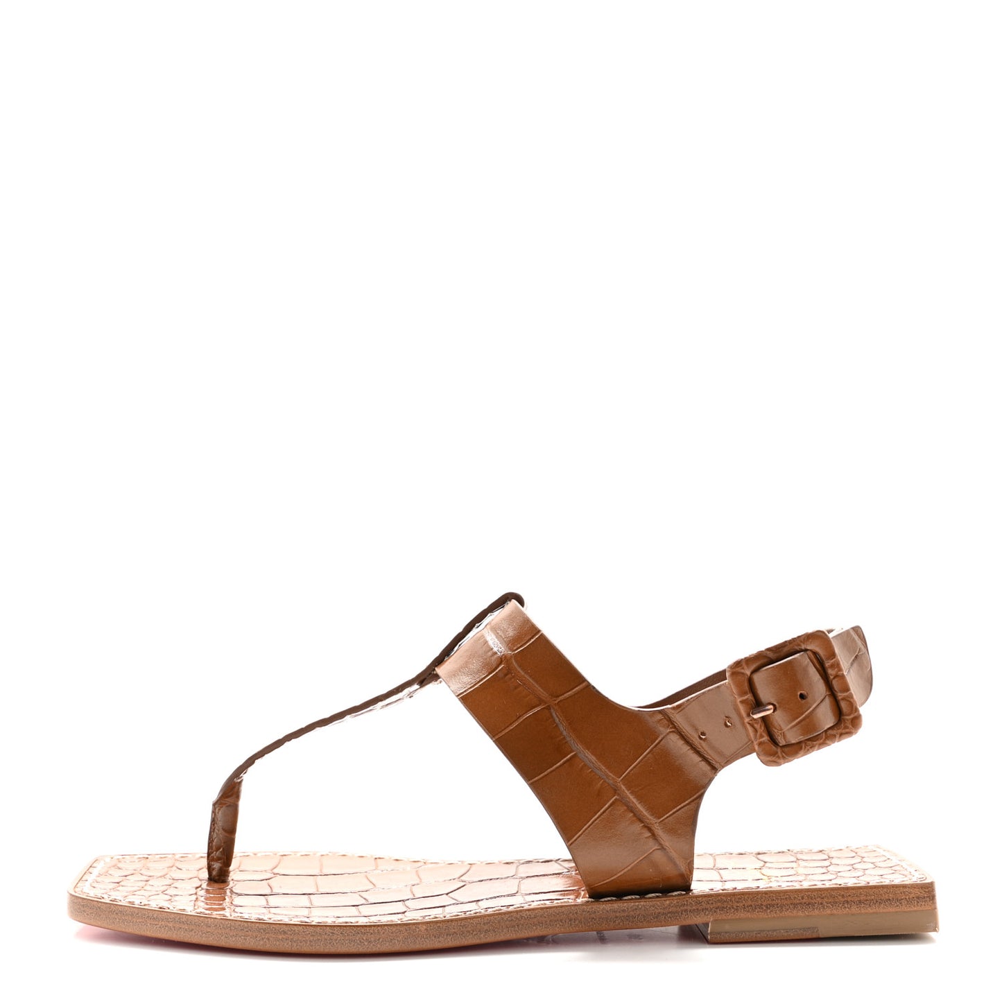 Calfskin Crocodile Embossed Cubongo Sandals 36 Biscotto