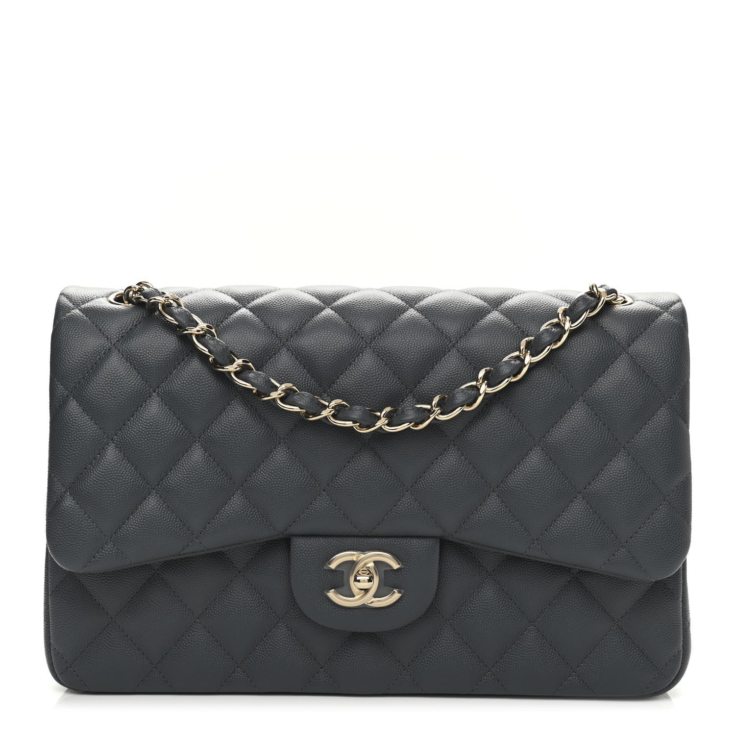 Chanel Caviar Quilted Jumbo Double Flap Grey 1 of 11