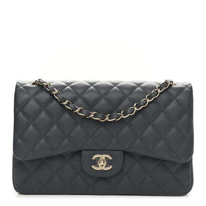 Chanel Caviar Quilted Jumbo Double Flap Grey 1 of 11