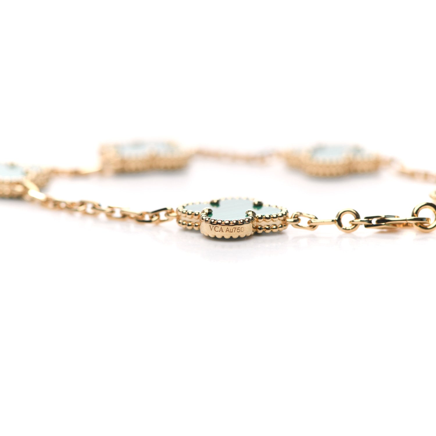 Van Cleef & Arpels 18K Yellow Gold Malachite 5 Motifs Vintage Alhambra Bracelet 3 of 6