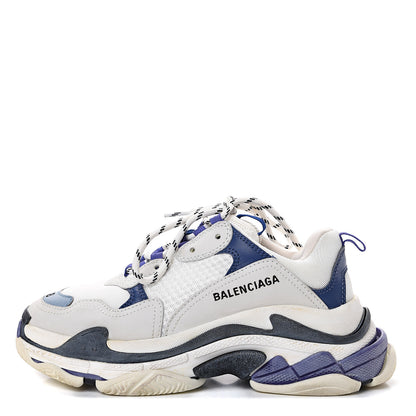 Balenciaga Mesh Nubuck Womens Triple S Sneakers 38 White Bleu Violet 1 of 10