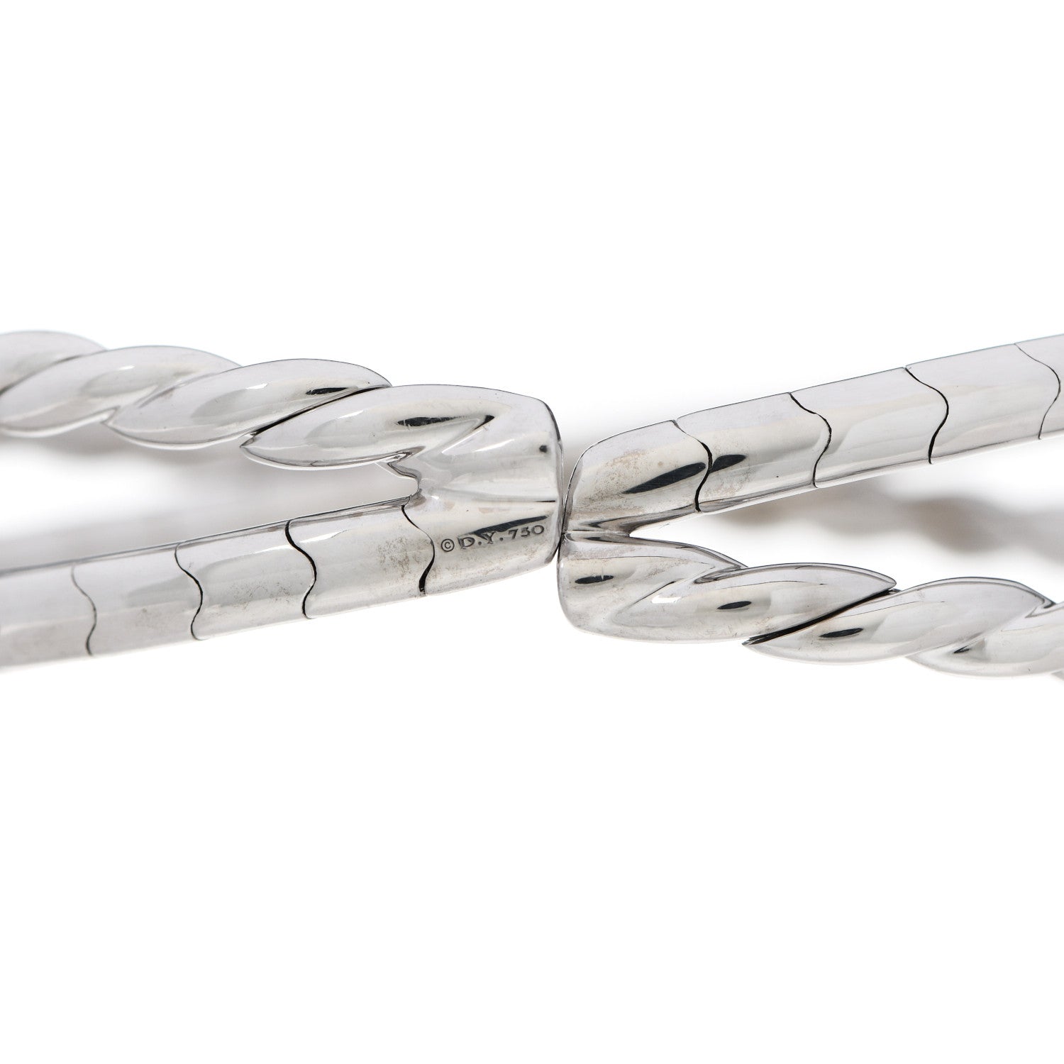 David Yurman 18K White Gold Diamond Paveflex Two Row Bracelet 3 of 4