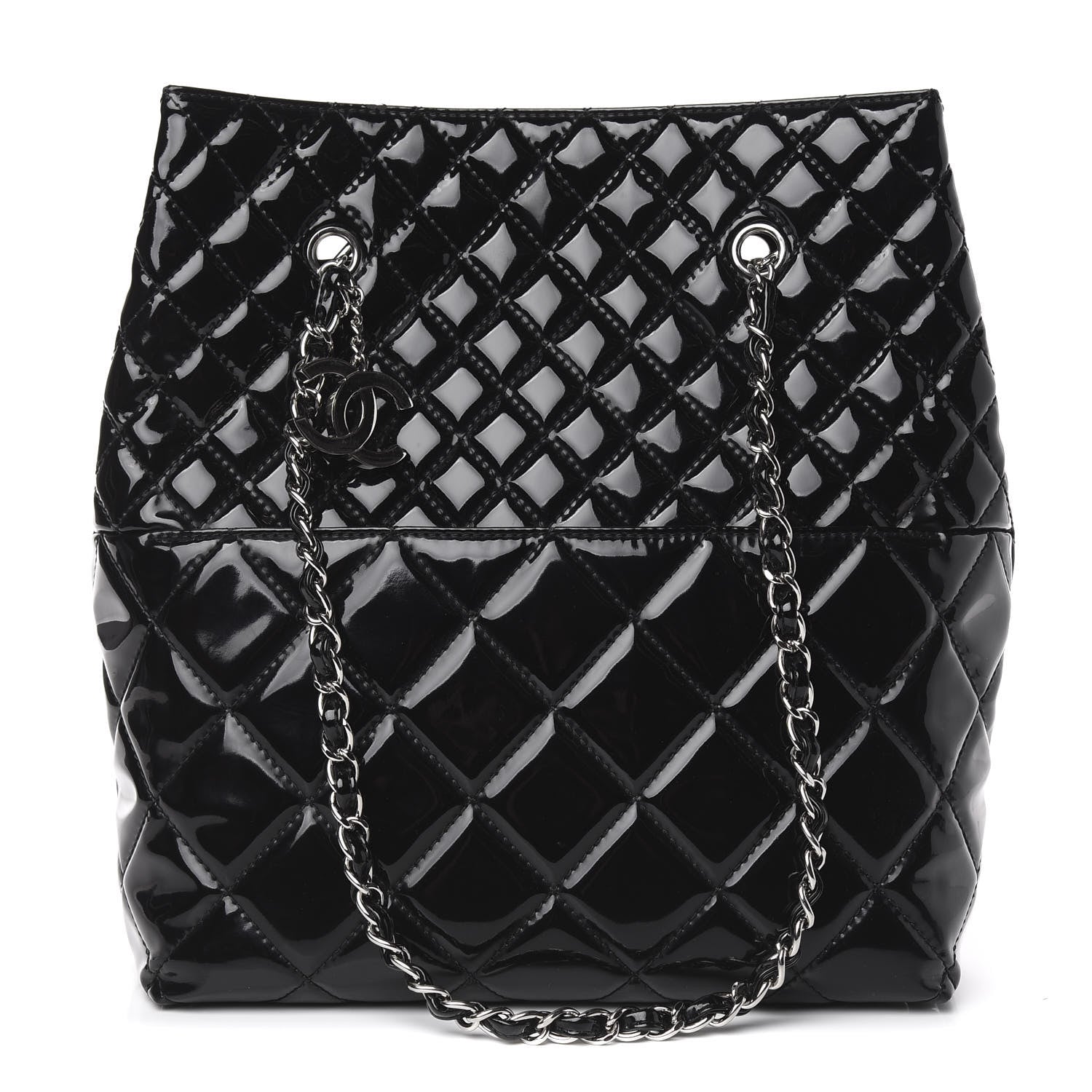 Chanel Vinyl Quilted In The Business North South Tote Black 1 of 16