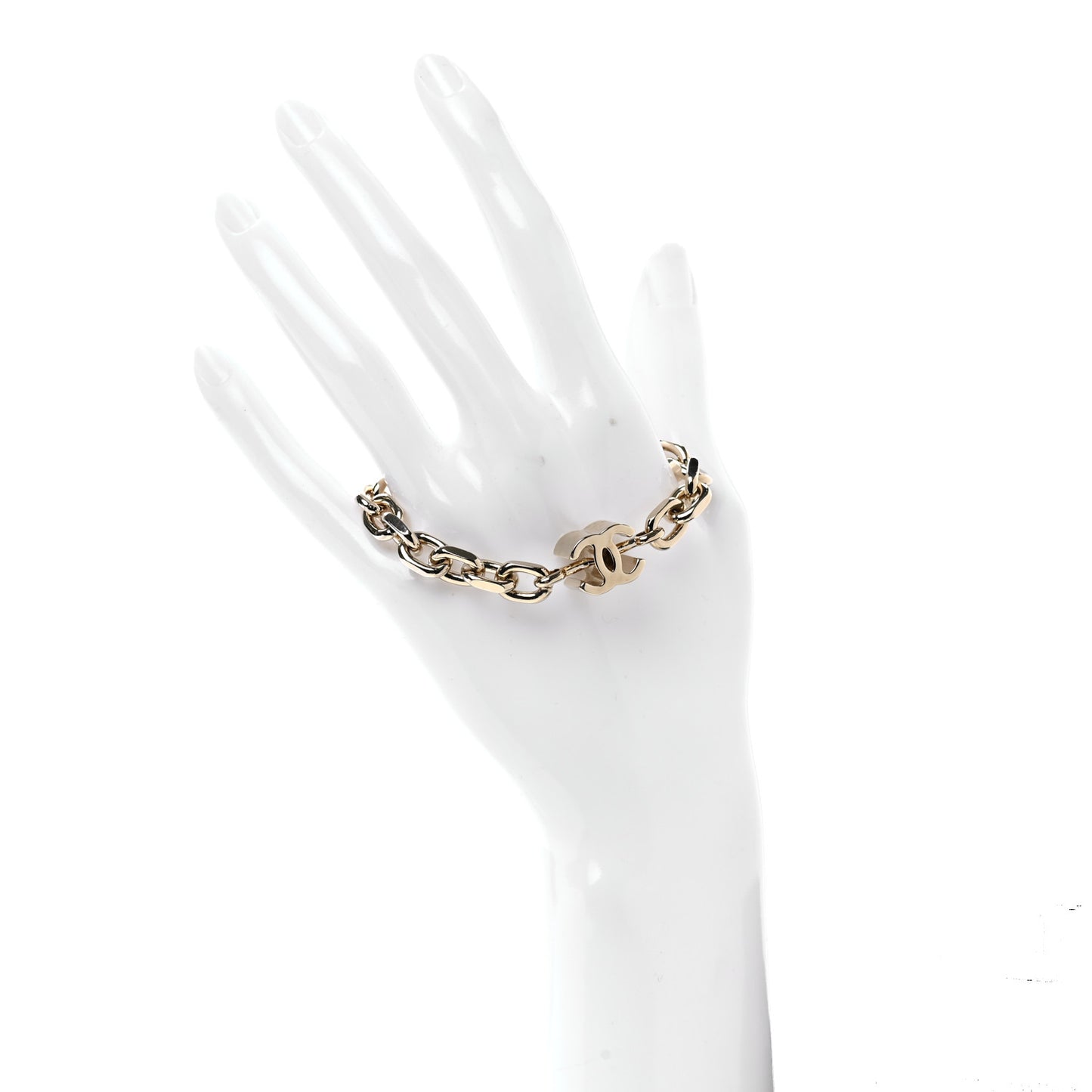 Enamel Metal CC Chain Bracelet Gold