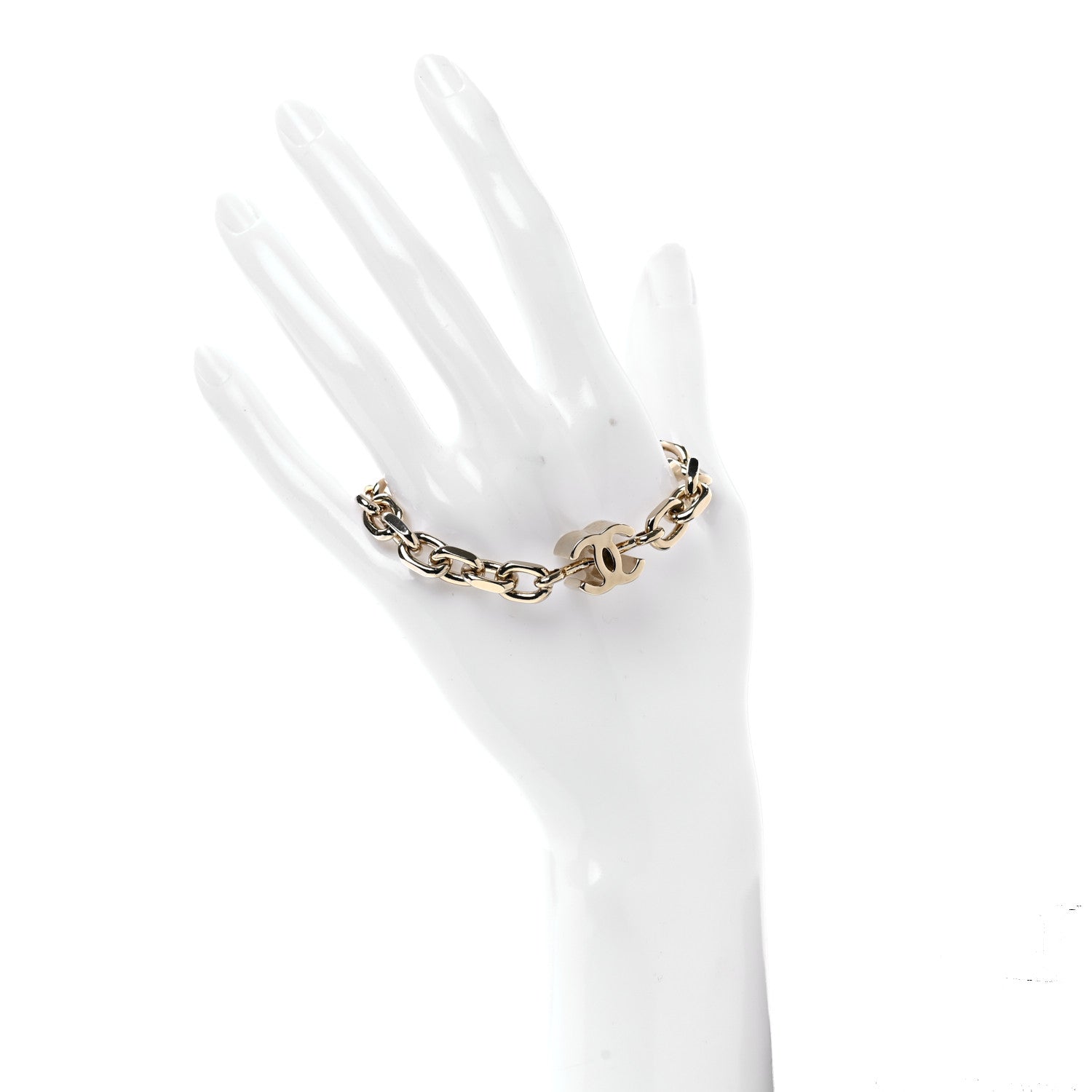 Chanel Enamel Metal CC Chain Bracelet Gold 2 of 5
