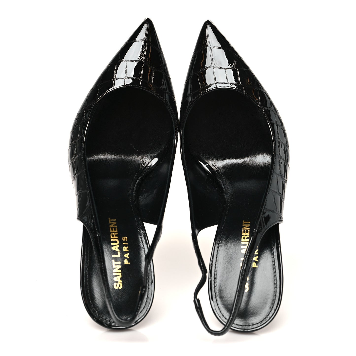 Patent Crocodile Embossed Opyum 110 Slingback Pumps 37 Black