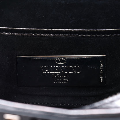 Valentino Garavani Craquele Calfskin Guitar Strap Rockstud Rolling Camera Bag Black 6 of 13