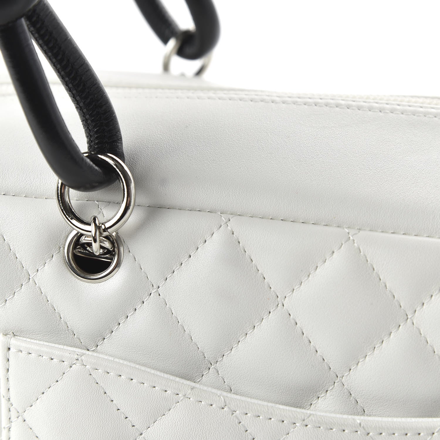 Chanel Calfskin Quilted Large Cambon Bowler White Black 11 of 11