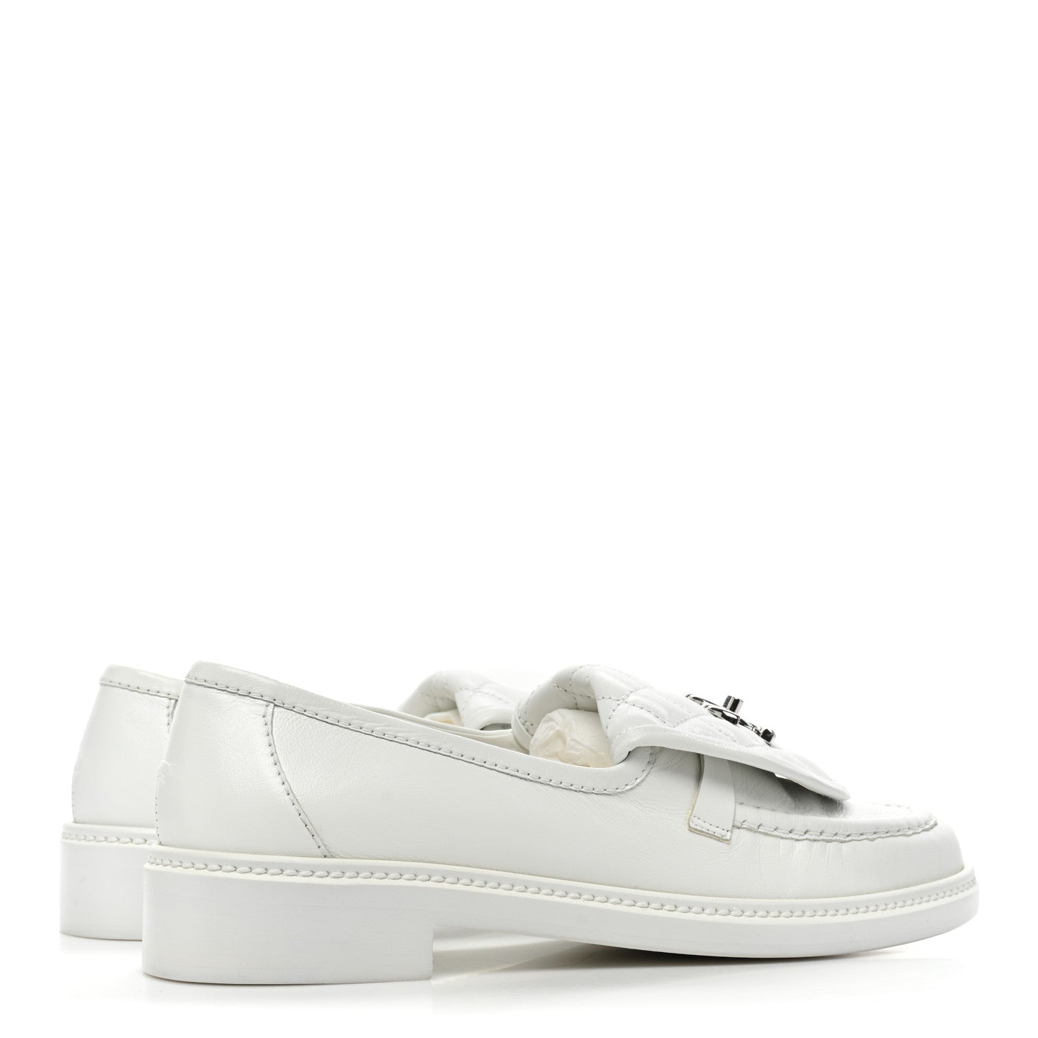 Chanel Shiny Lambskin Quilted CC Turnlock Loafers 40 White 4 of 12