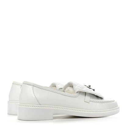 Chanel Shiny Lambskin Quilted CC Turnlock Loafers 40 White 4 of 12