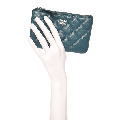 Chanel Caviar Quilted Small Cosmetic Case Dark Turquoise 2 of 8
