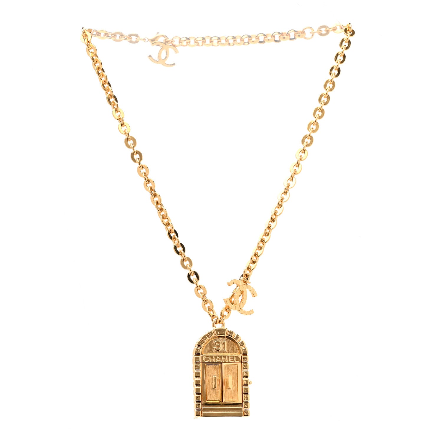 Chanel Metal 31 Rue Cambon Door Long Necklace Gold 3 of 8