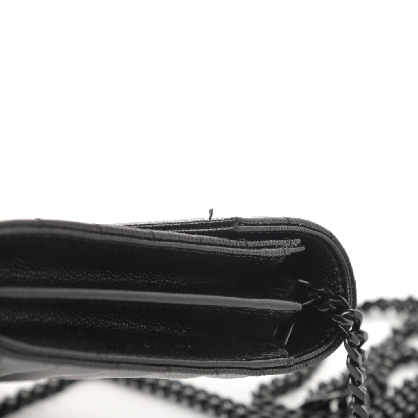 Grain De Poudre Matelasse Chevron Monogram Chain Wallet Black