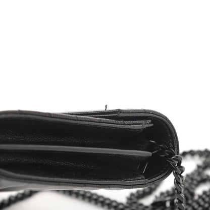 Saint Laurent Grain De Poudre Matelasse Chevron Monogram Chain Wallet Black 11 of 11