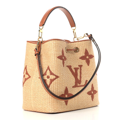 Louis Vuitton Raffia Calfskin Monogram Neonoe MM Tan 3 of 10