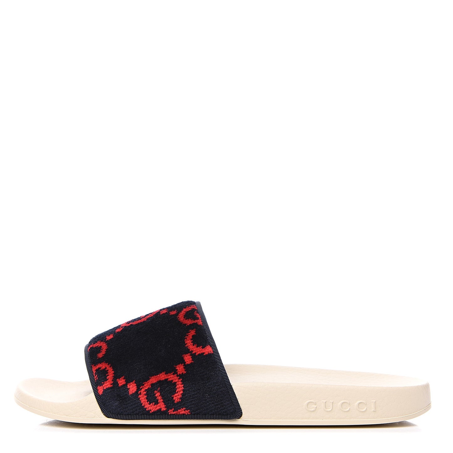 Terry Cloth GG Monogram Slide Sandals 38 Blue Red