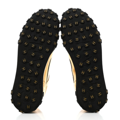 Chanel Metallic Satin Finish CC Womens Sneakers 40 Gold 5 of 9