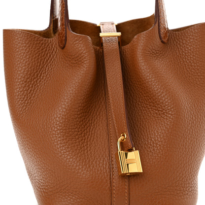 Hermes Taurillon Clemence Matte Alligator Picotin Lock Touch 18 PM Gold 8 of 11