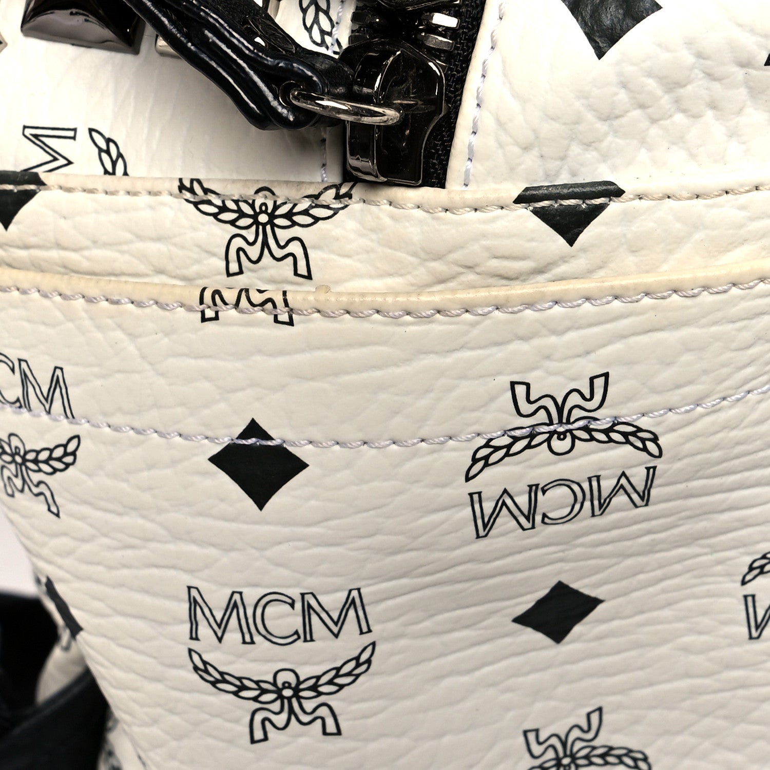 MCM Visetos Crown Stud Medium Stark Backpack White 13 of 15