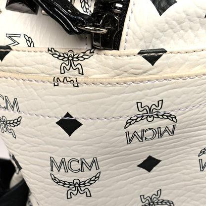 MCM Visetos Crown Stud Medium Stark Backpack White 13 of 15