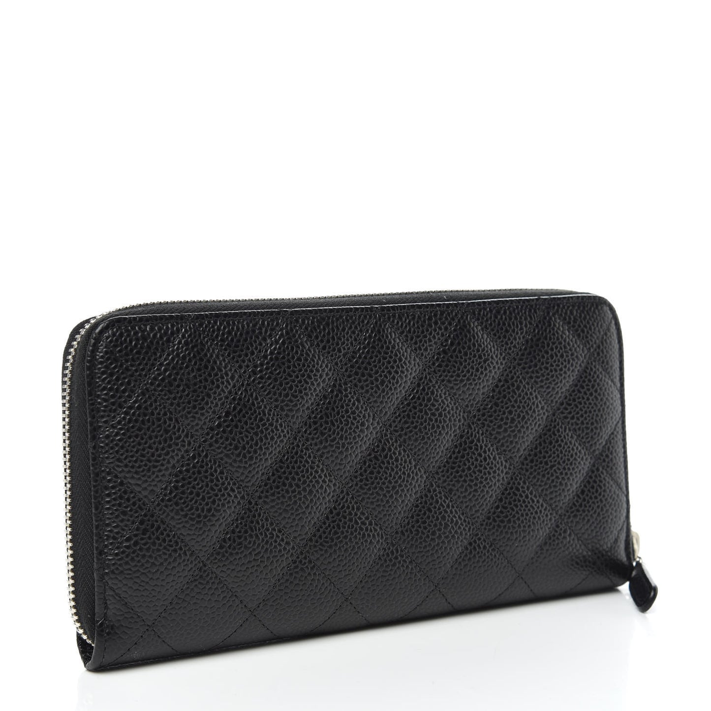 Caviar Quilted Large Gusset Zip Around Wallet Black